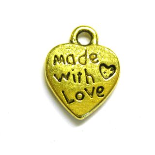 Anhnger Charm Herz Made with love Metall DIY
