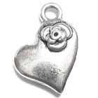 Anhnger fr Charms Herz mit Rose Charm 12 x 14 mm Metall...