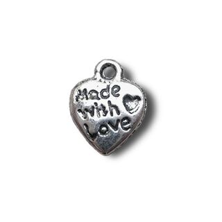 Anhnger fr Charms Herz Made with love 10 x 13 mm Metall DIY