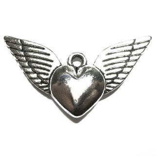 Anhänger für Charms Herz mit Flügeln 35 x 18 mm Metall DIY
